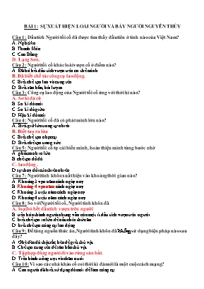 Bài tập trắc nghiệm Lịch sử lớp 10 cả năm (Có đáp án theo từng bài)